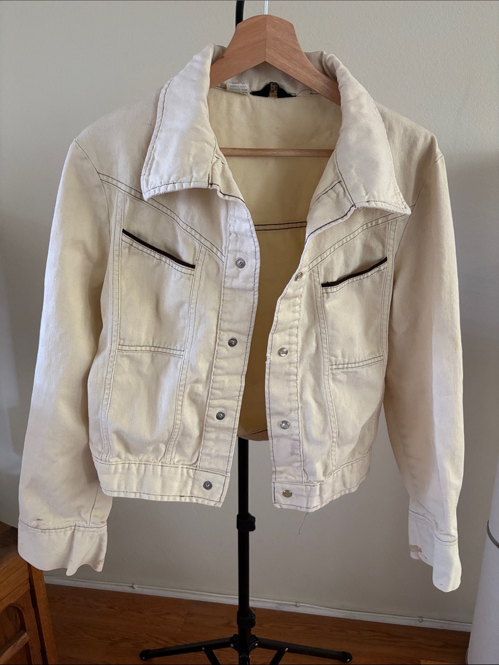 Cream Denim Jacket - Lightweight Jean Jacket
